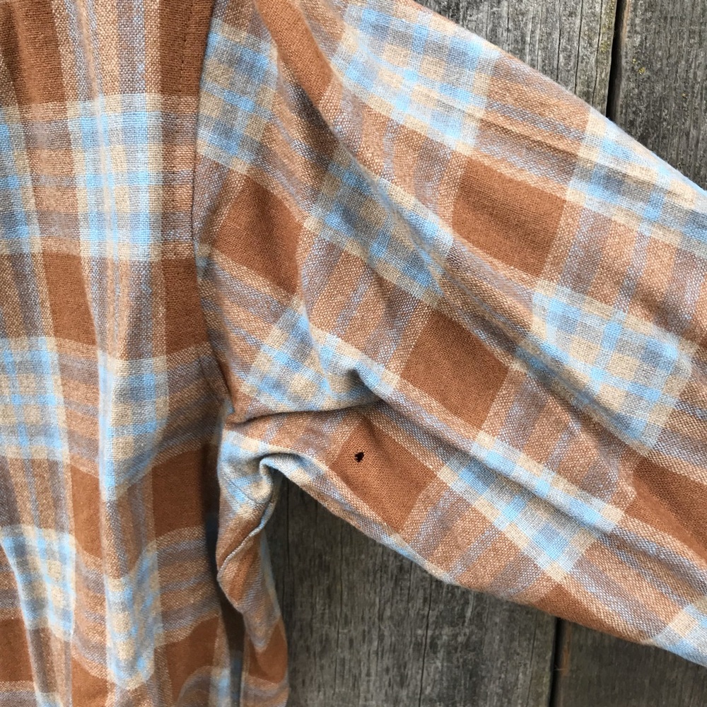 VTG 60s-70s Pendleton Board Shirt 100% Wool Loop Collar Shadow Plaid Large - Picture 7 of 7